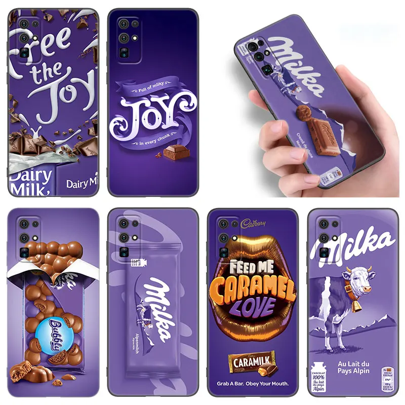 Chocolate Milka Phone Case For Huawei Nova 5T 7 8 9 7i 8i Honor 30S 50 60 70 Mate 10 20 Lite 40 Pro Plus SE Soft TPU Black Cover