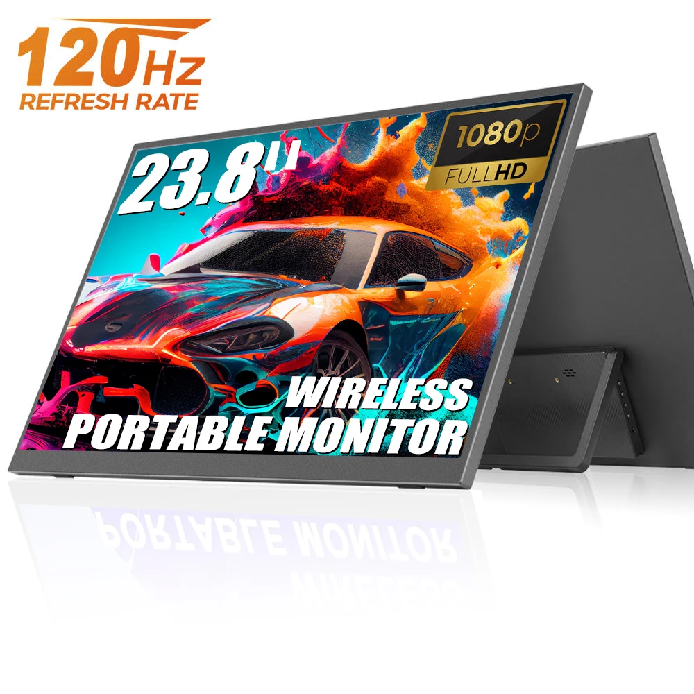 Monitor Portátil AHXJKA de 23.8 Pulgadas y 120Hz, Pantalla IPS con 100% sRGB, con Soporte para Laptop, Teléfono, Xbox, PS4, PS5, Switch, Celular y PC