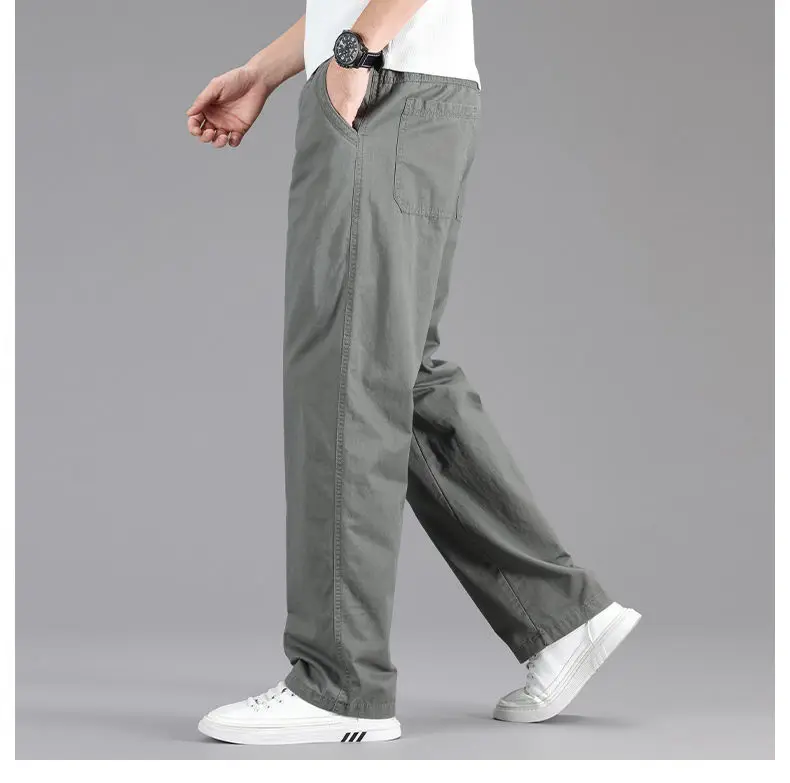 100 % Baumwolle, Outdoor, Arbeitshose, modisch, für Herren, für Reisen, zum Radfahren, für Sport, locker geschnitten, gerade Passform, Freizeithose – Detail 7