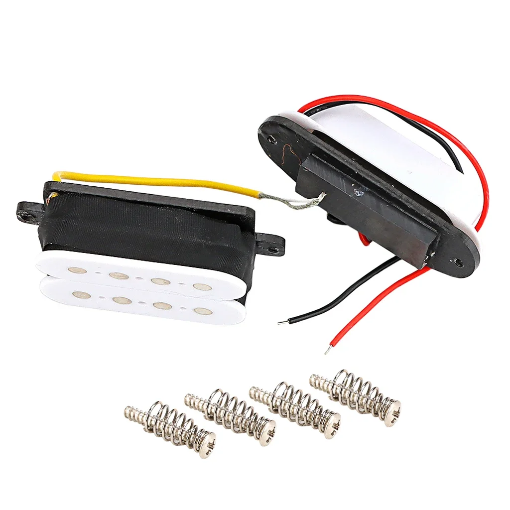 A Set of White Guitar Pickup Set Alnico 5  for 4 Strings Bass Guitar or Cigar Box Guitar Replacement