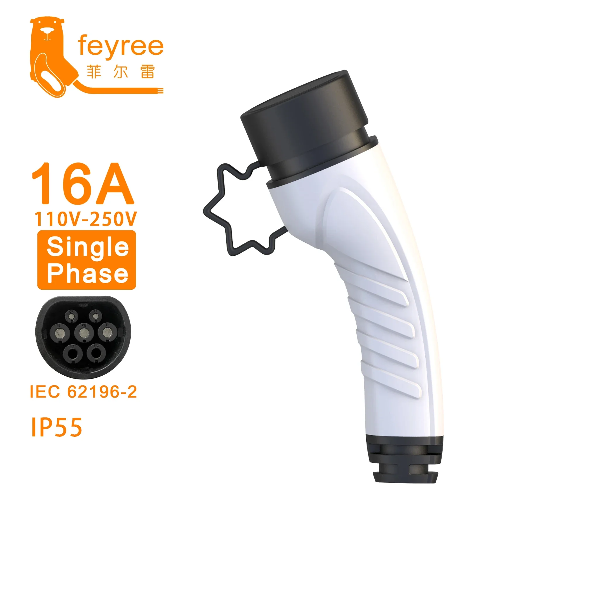 Feyree Type2 Adapter EV Charger Plug EVSE Charger Female IEC 62196 Convertor 16A 32A for Electric Car Vehicle Charging Station