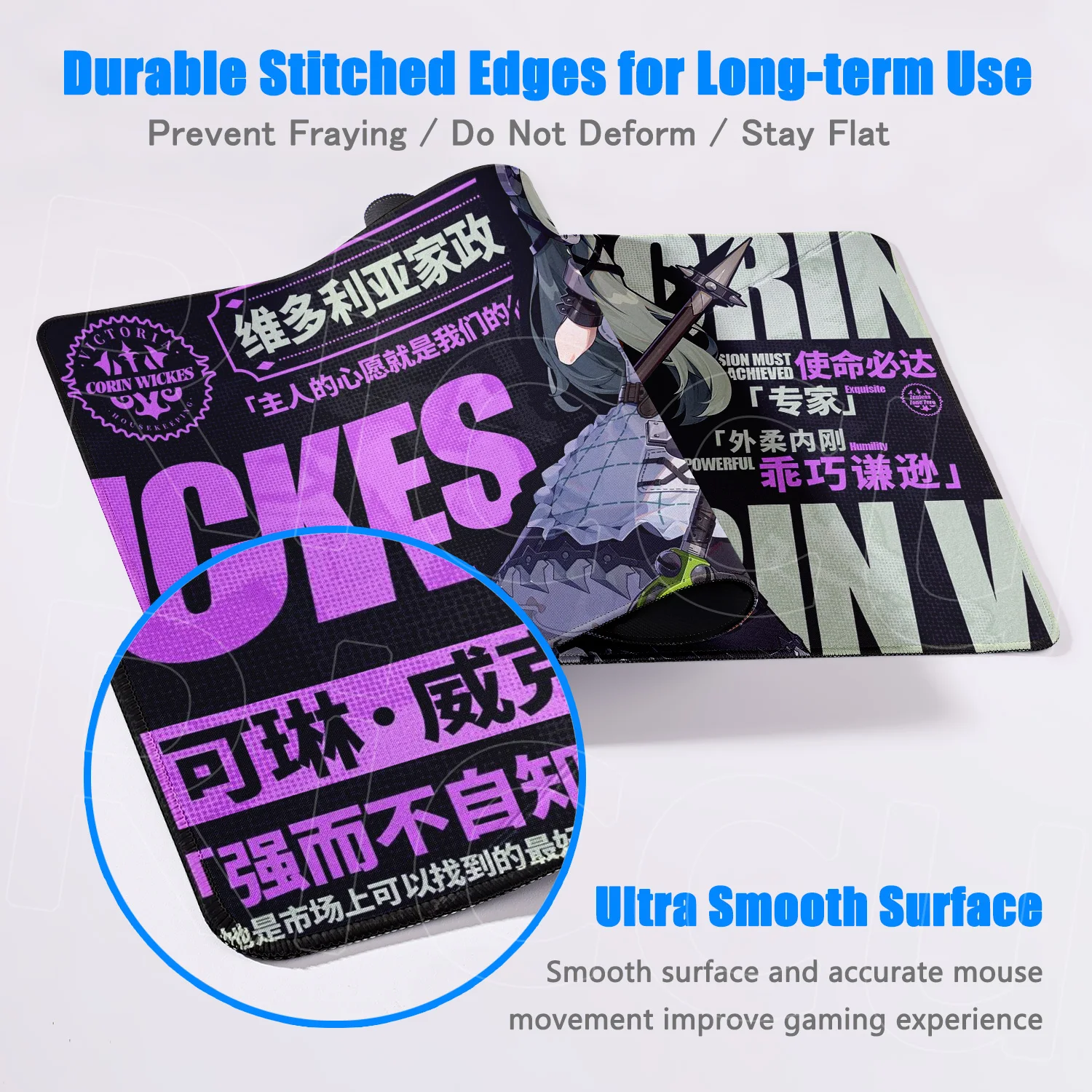 Zenless Zone Zero Gaming Mice Pad XXL كبير مكتب مطاطي حصيرة مكتبية ملحقات الكمبيوتر Kawaii Corin Wickes Gamer Speed Mousepad