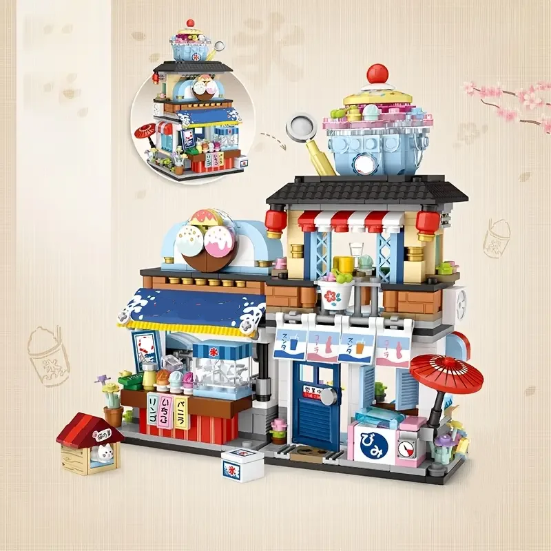 ญี่ปุ่นสตรีทวิว ไอซากายะร้านมินิบล็อกอาคาร, MOC ของเล่นสร้างสรรค์ชุดโมเดลสถาปัตยกรรม,ตกแต่งห้อง,ของขวัญคริสต์มาส
