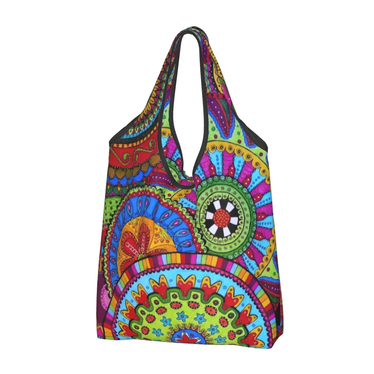 Kawaii Printing Mandala Flower Deanfun Colorful Tote Shopping Bag Portable Shopper Shoulder Handbag