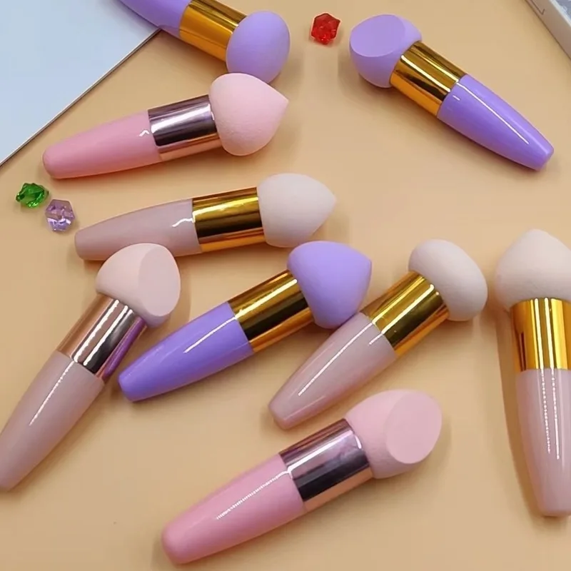 แปรงแต่งหน้าทรงหัวกระสุนแบบเฉียง ขนพัฟทรงเห็ดเล็ก รูปหัวใจ อุปกรณ์แต่งหน้าเพื่อสุขภาพและความงาม