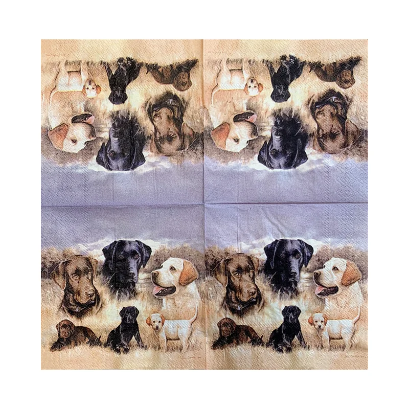 20Pcs/Bag Cute Dog Decoupage Paper Napkins Kawwai Animal Paper Lovely Animals Tissues for Party Tableware Xmas Supplies 25x25cm