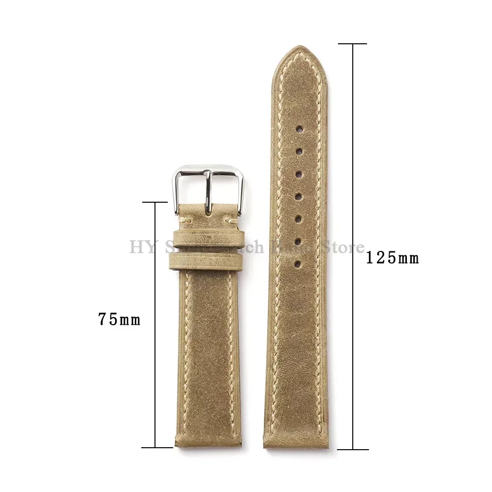 18 19 20 21 22mm Vintage Genuine Leather Watch Strap for Seiko for Huawei GT3/2 Oil Wax Cowhide Wrist Band Waterproof Bracelet