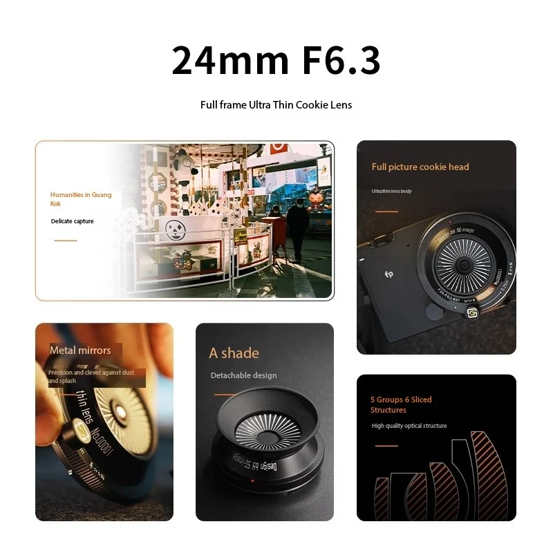 SGIMAGE 24 مللي متر F6.3 عدسة الكاميرا الإطار الكامل دليل التركيز الرجعية رقيقة جدا التصوير عدسة لسوني فوجي نيكون كانون L-mount