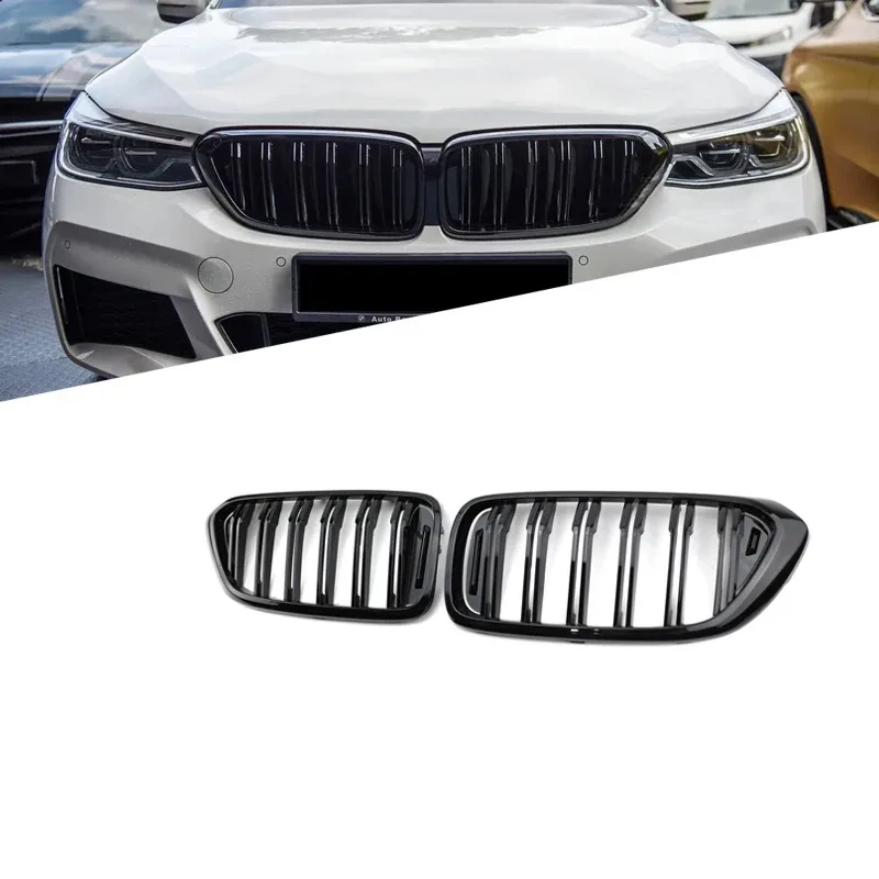 

Пара глянцево-черных 3-цветных решеток для переднего бампера, решетка для почек, решетка 6 серии G32, 2017-2020, классическая автозапчасть