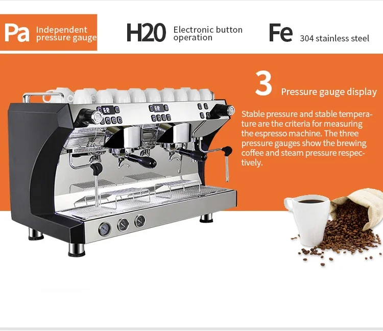 commercial Semi automatic 9 bar coffee machine 2 group electric espresso coffee machine for coffee shop