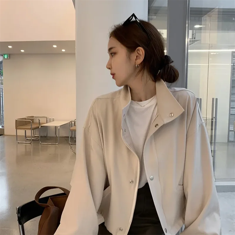 

Spring Autumn New Thin Jacket For Women Popular Solid Color Loose Jacket Top Winter Quilted Coat JJ776