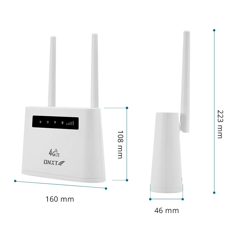 Enrutador WiFi RJ11 4G Lte desbloqueado, 2 antenas, punto de acceso inalámbrico, 300Mbps, puerto LAN con módem de tarjeta SIM