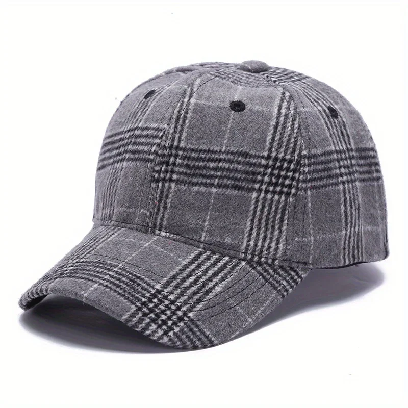 

Classic Plaid Baseball Cap with Floral Print Adjustable Dad Hat Breathable Polyester for Men Women Street Fashion