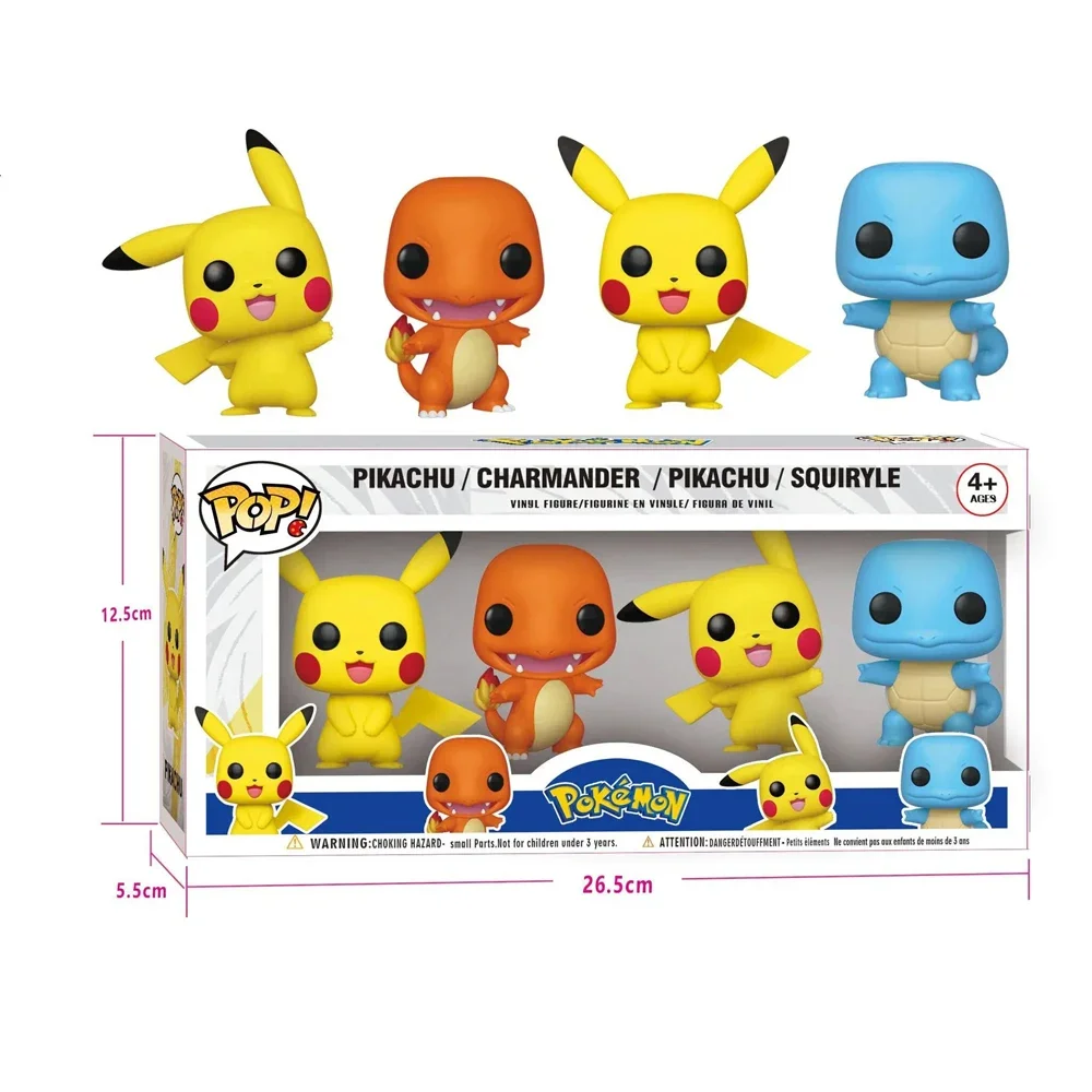 4Pieces POP Pokemon Anime Figure Toys Pikachu Charizard Mewtwo Decoration Ornaments Action Figure for Children Birthday Toy