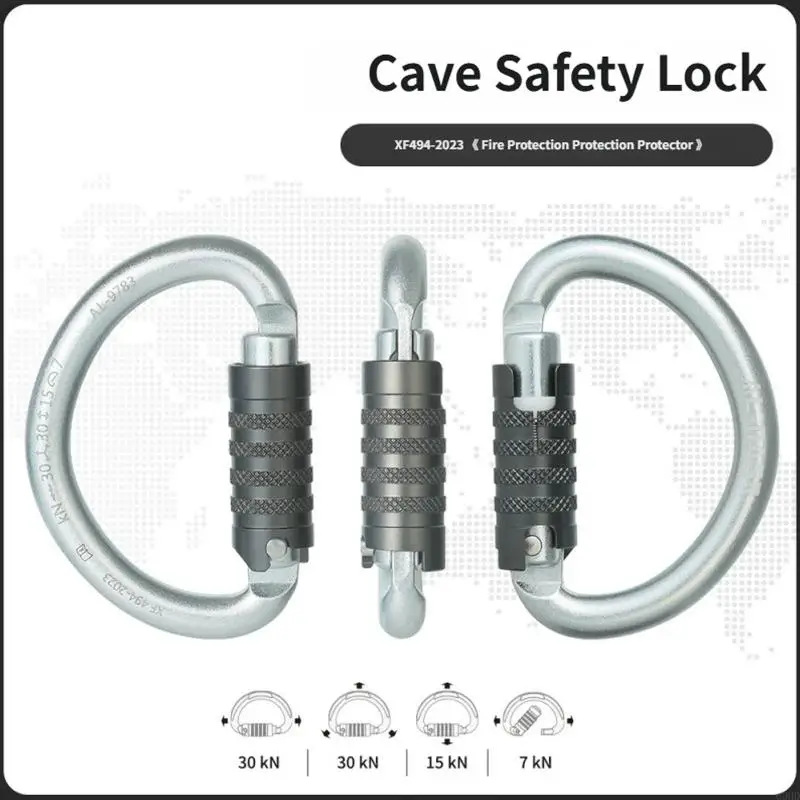 Leichter, tragender Aluminiumkarabiner, sicherer, automatisch verriegelnder Karabiner für Wandern, Camping und Industriearbeiten – Detail 4