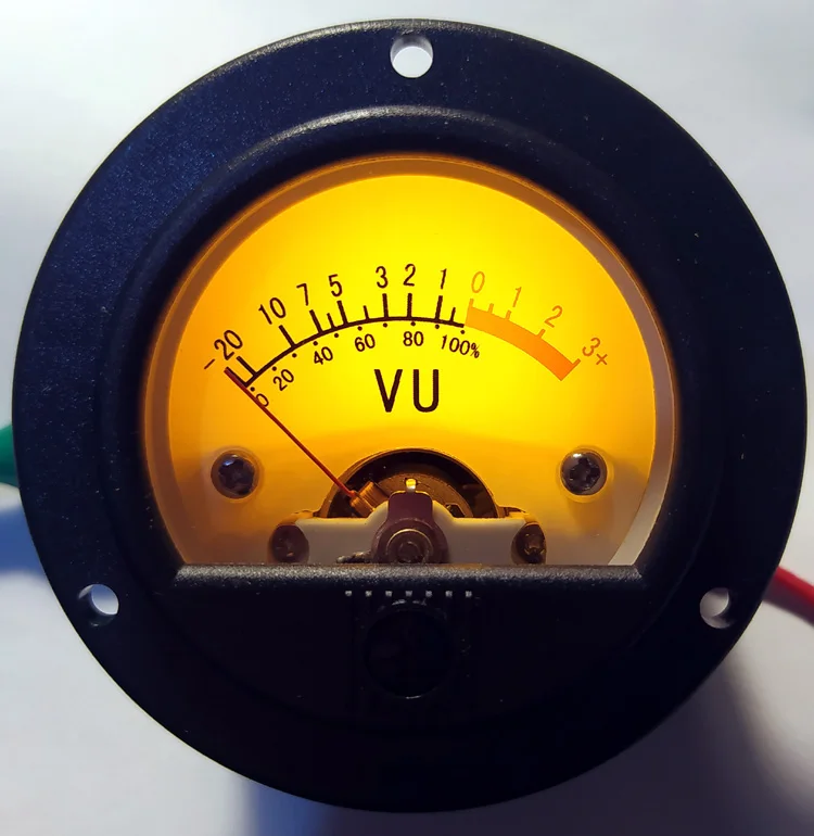 52mm VU Meter with Needle Pointer and Warm Yellow Backlight for Audio Level Display