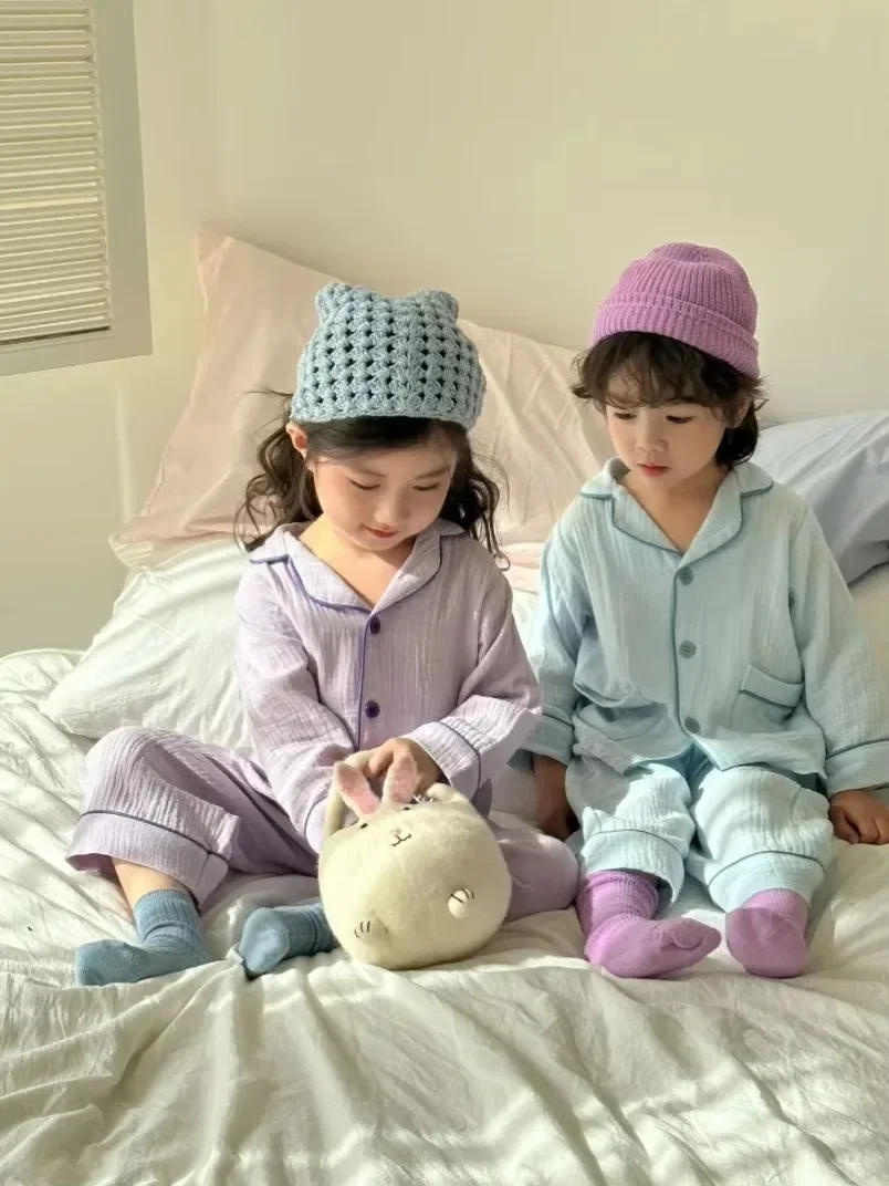 Boy Cotton Loungewear 1-8y 2PCS Spring Autumn Baby Kids Homewear New Children Pajamas SetGirls Long Sleeved Sleepwear Suit
