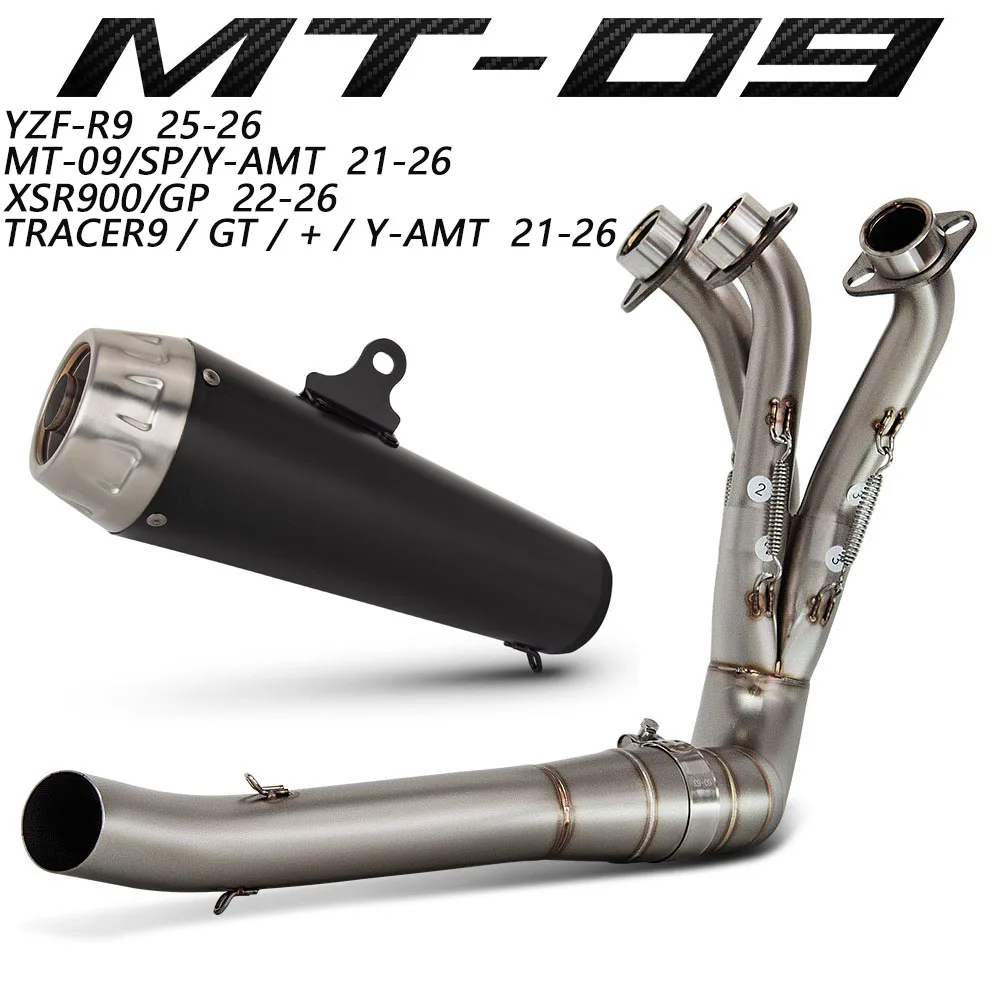 MT09SP Exhaust System For Yamaha YZF-R9 MT-09/SP FZ09 XSR900/GP Tracer9 / GT / + 2021-2026 Motorcycle Manifold Pro Race Muffler