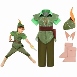 2025 Halloween Party Children Peter Pan Cosplay Costume Masquerade Boys Elf Green Clothing Set Fancy Fairy Tale Clothes for Kids