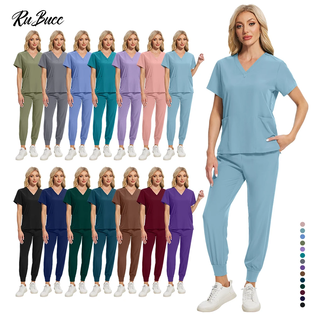 Unisex Beauty Costume Medical Uniforms Men Women Doctor Nursing Clothes Clinical Tops Pants Nursing Scrubs Sets Dentist Workwear