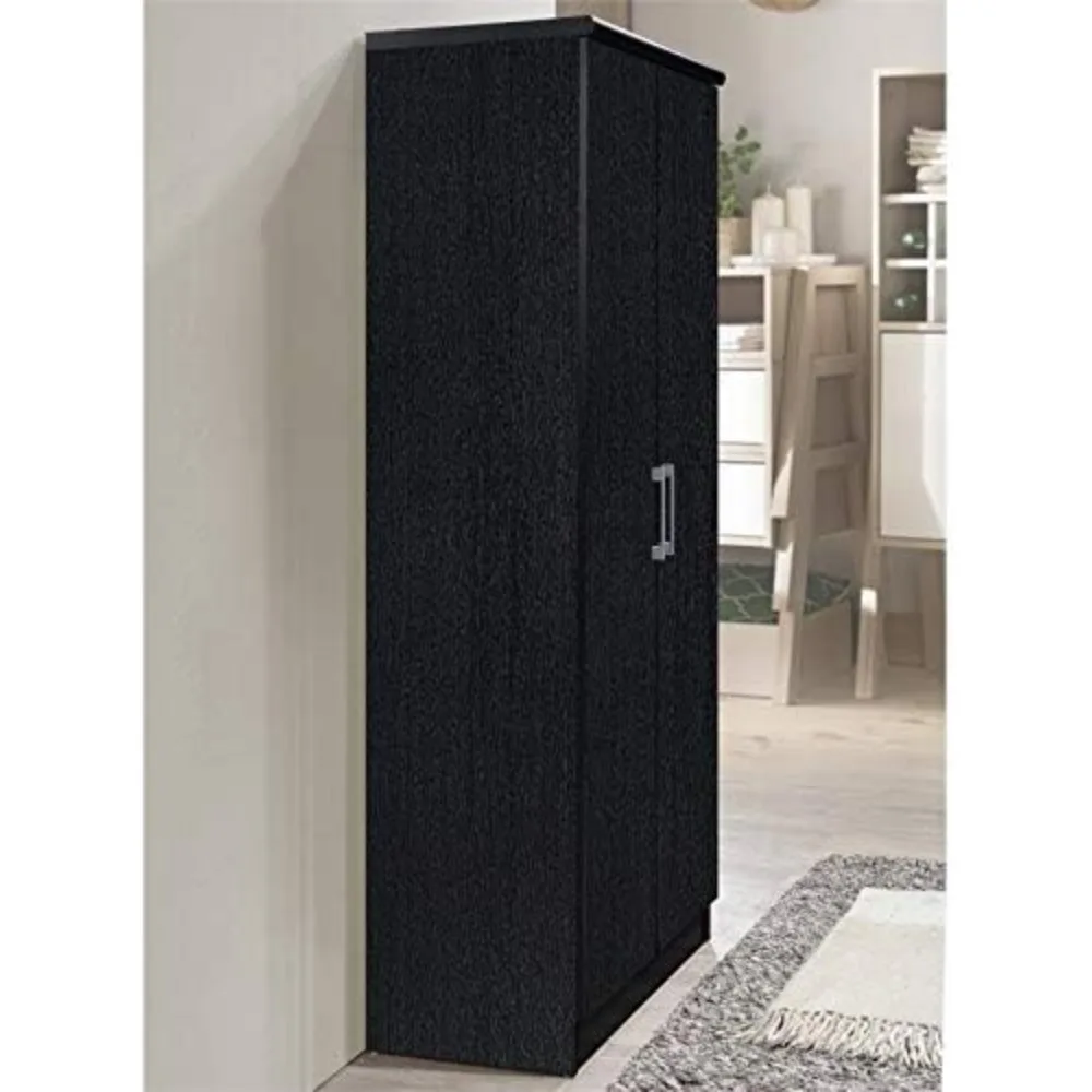 2 Door Wardrobe Armoire Closet with 4 Shelves in Black bedroom furniture  muebles de dormitorio  multifunctional furniture