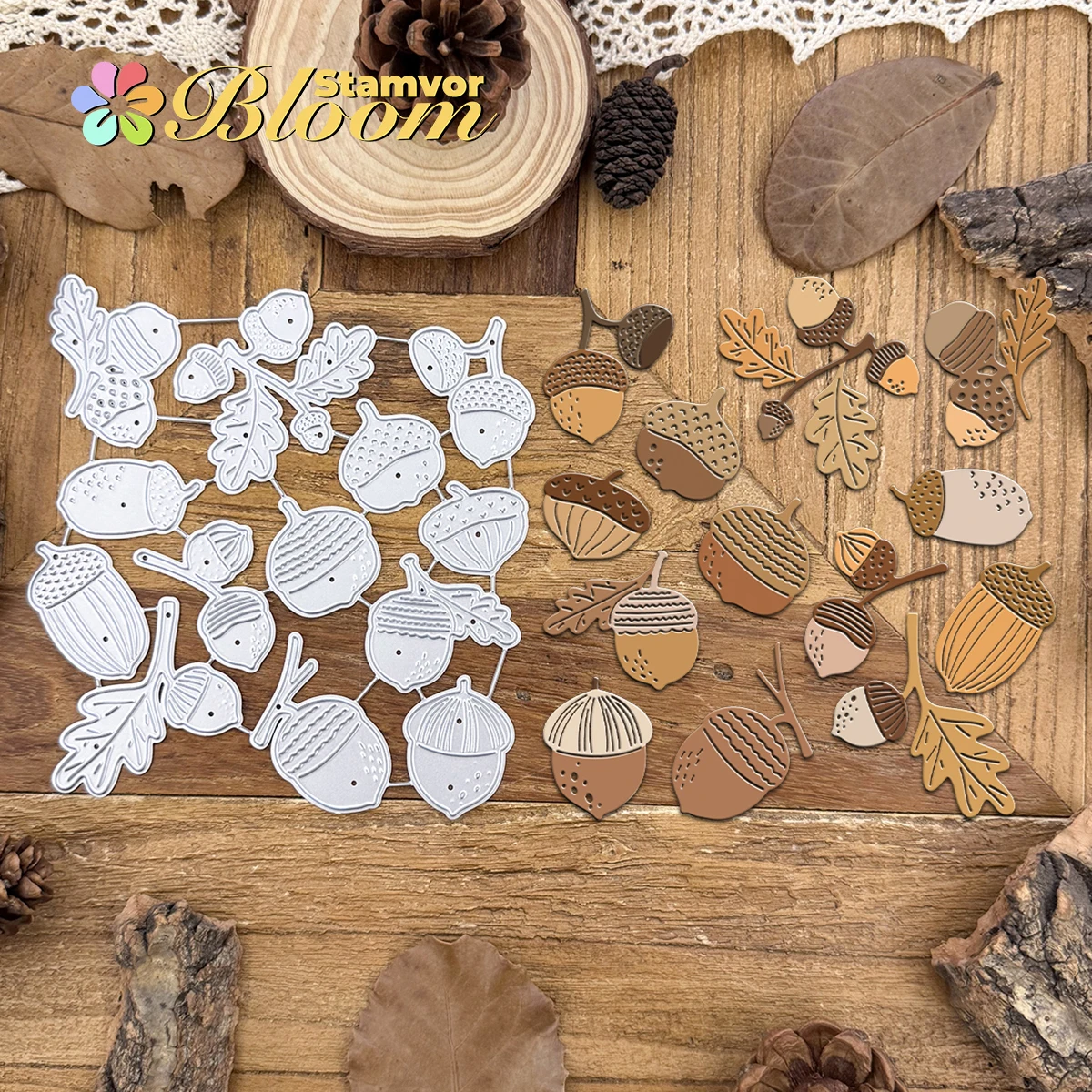 Original schöne Herbstmuttern und Blätter Metall-Stanzformen für Scrapbooking, dekorative Prägung