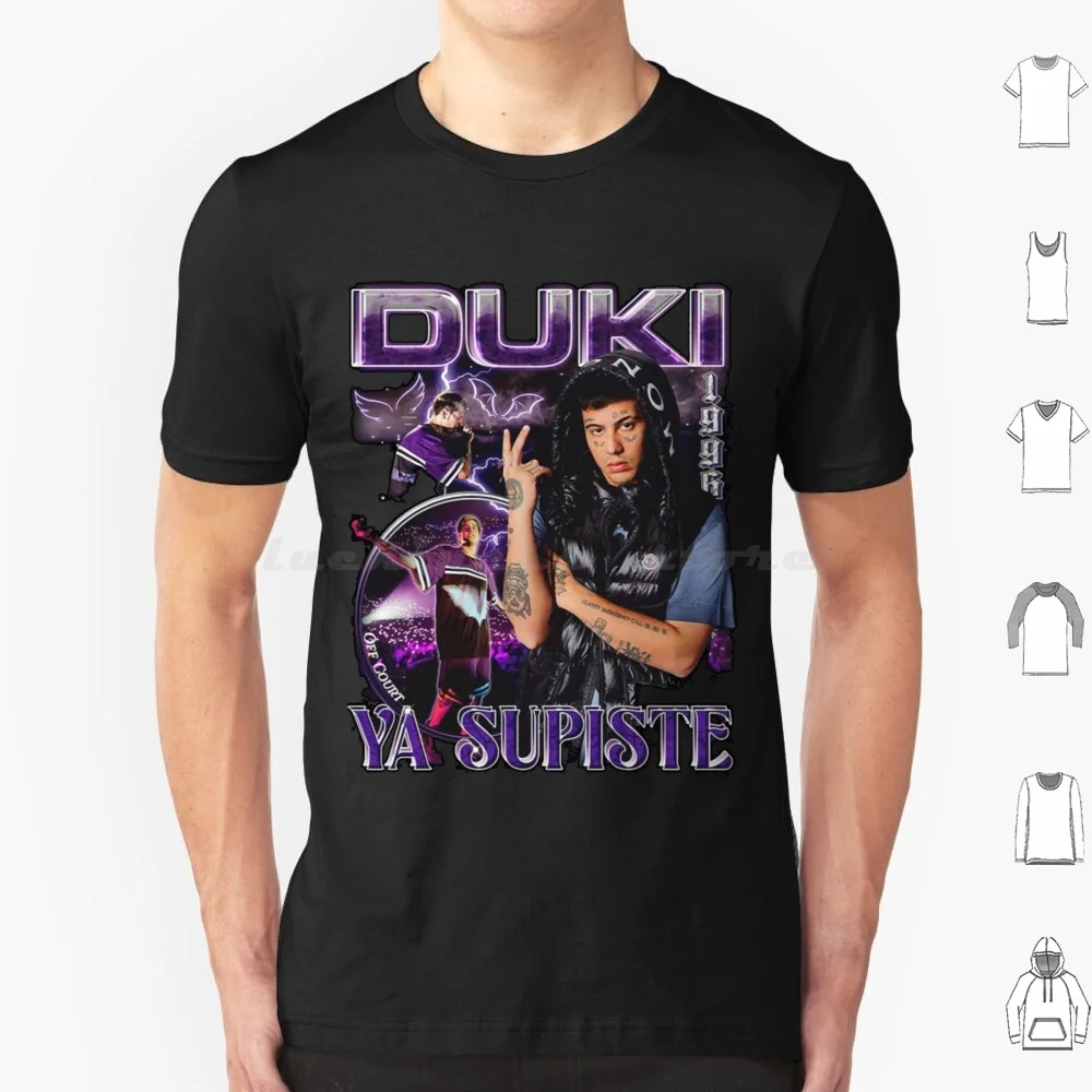 Camiseta Duki Talla Grande 100% Algodón Duki Trap Rap Nicki Nicole Bizarrap Bizarrap Bzrp Gorra Dorada Letras Doradas Música Argentina