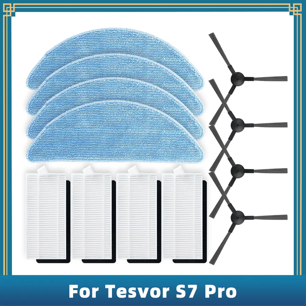 

Compatible For Tesvor S7 Pro Robot Vacuum Cleaner Replacement Spare Parts Accessories Side Brush Hepa Filter Mop Cloth