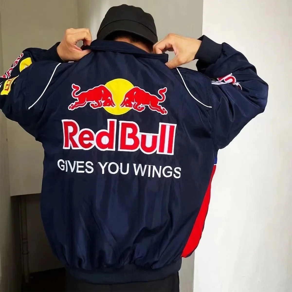 Chaqueta de otoño Red Bull, chaqueta de manga larga para motocicleta, chaqueta de béisbol de carreras, Coa suelta informal estampada para hombre