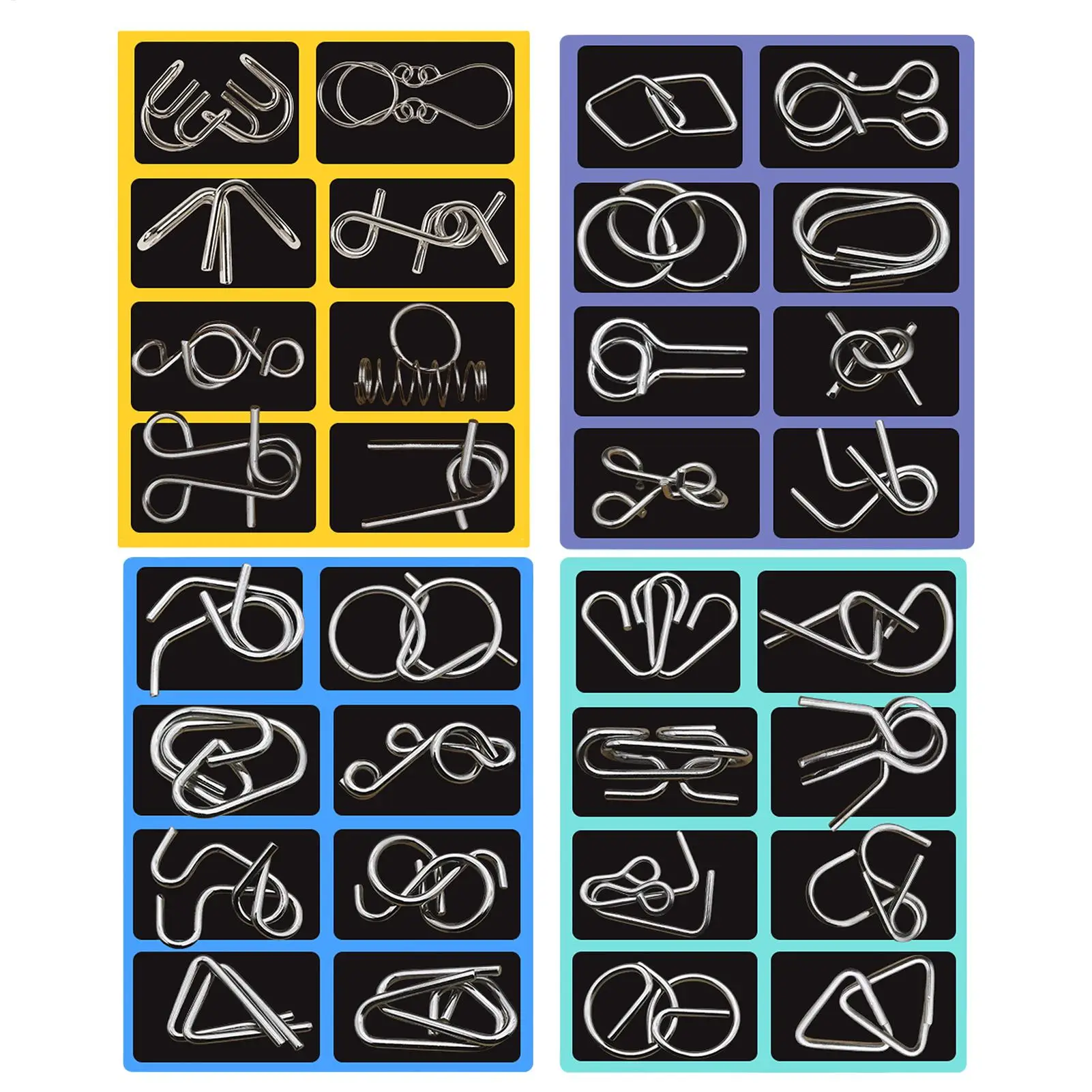 32pcs/set Metal Brain Teaser Puzzles Educational Toys Party Favors Teaser Puzzles Ring Educational Toys For Home School Travel