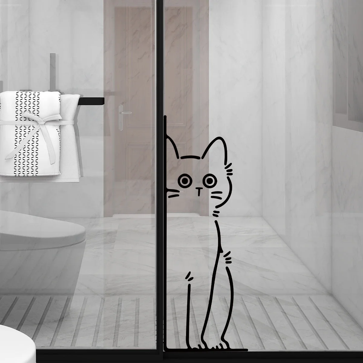 1/2 Stück Wasserdichte Selbstklebende Wandaufkleber Heimdekoration Kinderzimmer Niedliche Schwarze Katze Glas-Aufkleber für Schlafzimmer- und Badezimmerdekoration