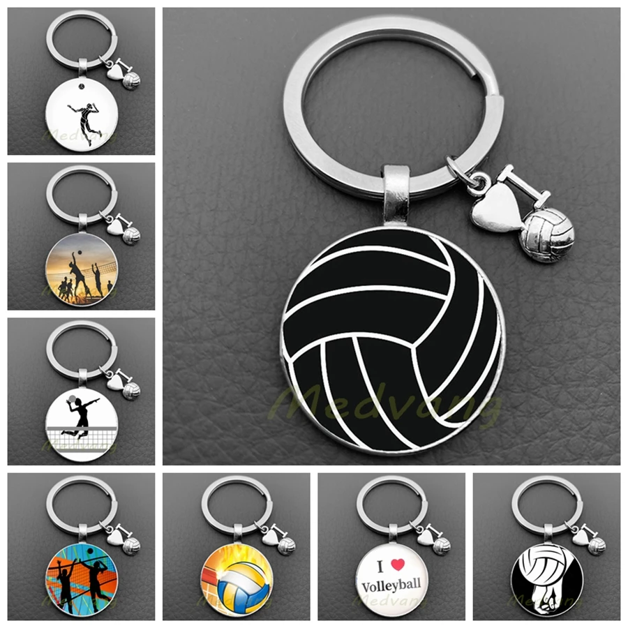 Volleyball Keychain Volleyball Athlete Charm Beach Ball Jewelry Pendant Keyring I Love Volleyball Gift Club Wholesale