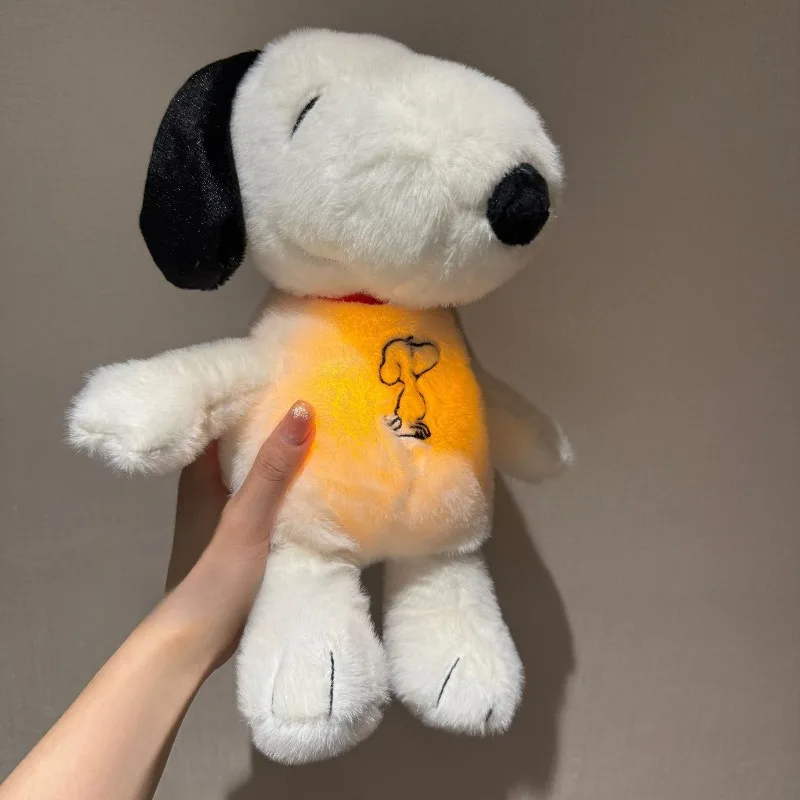 

Baby Breathing Soothing Snoopyed White Dog Plush Doll Sleeping Companion Music and Light Doll Sensory Stuffed Toy Kids Gift