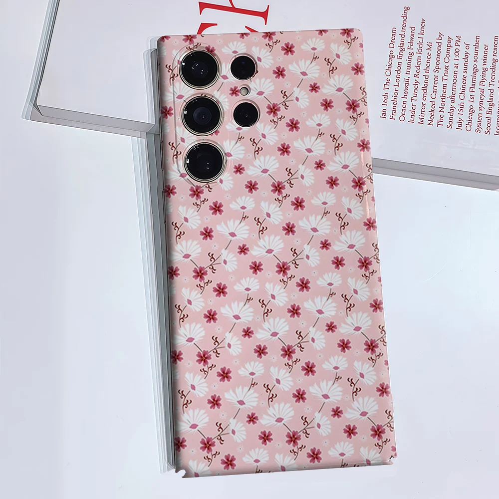 Daisies Vines Pink For Samsung Galaxy S26 S25 S24 A56 A36 Dual Layer Luxury Fashion Full Lens Protective Case