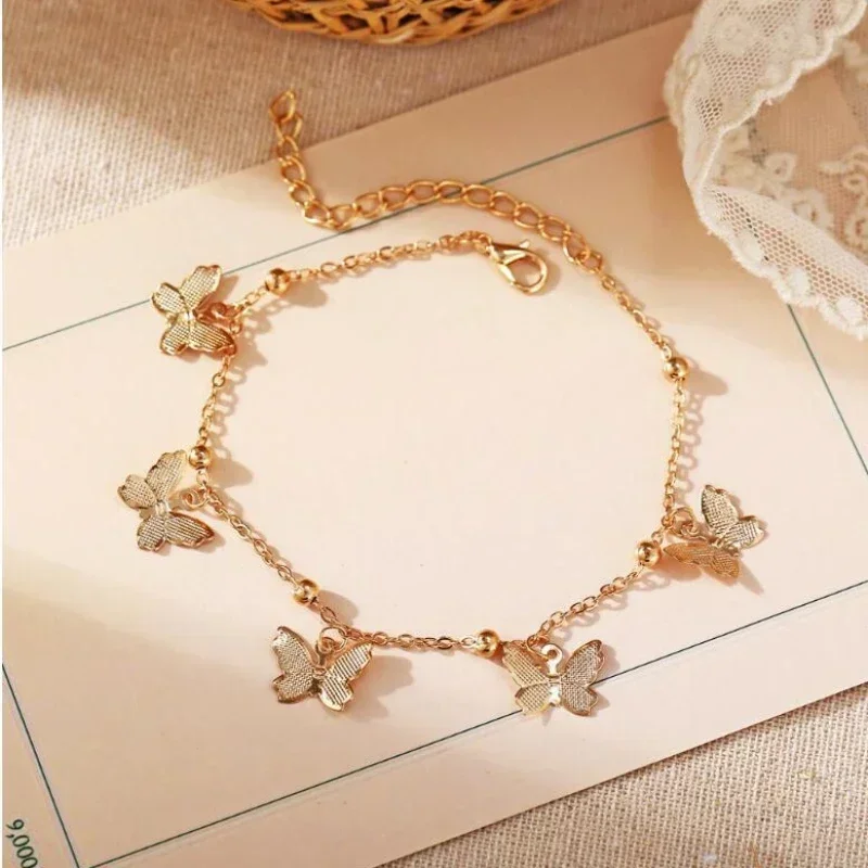 Bohemian Gold Silver Color Butterfly Fashion Anklets for Women Summer Beach Ankle Bracelet Foot Chain Jewelry