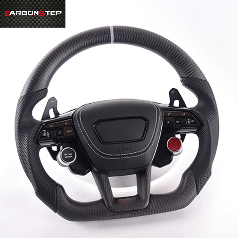 

Favorable Price Custom Matter Carbon Fiber Steering Wheel With Perforated Leather for Audi