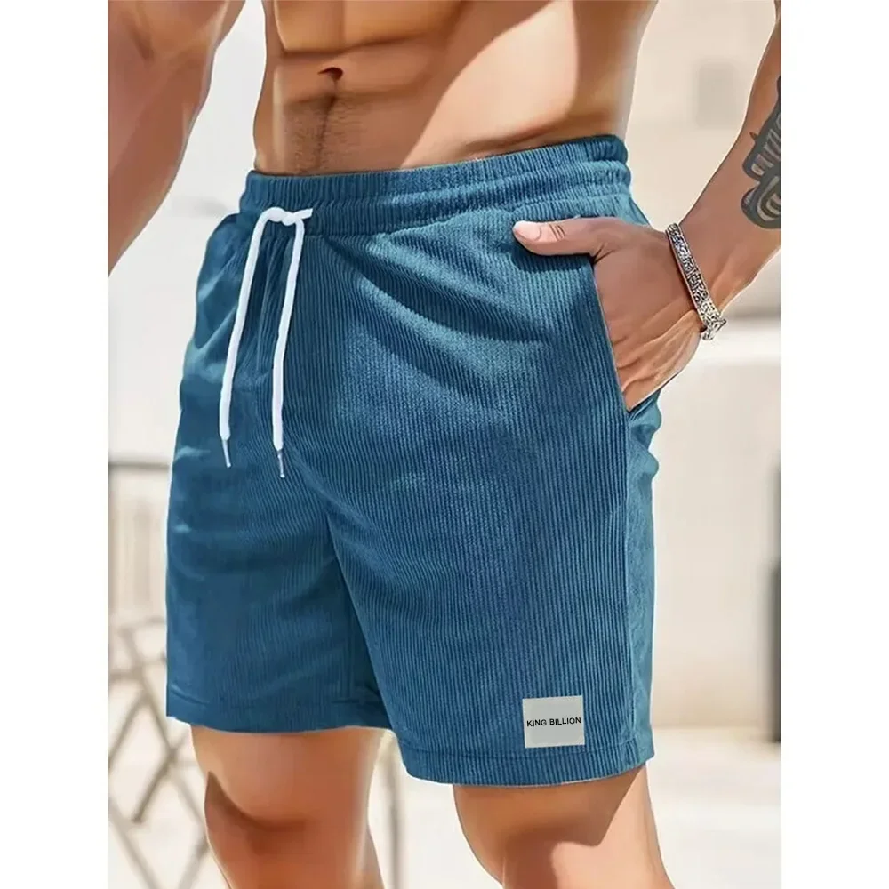 Men\'s Corduroy Shorts Labeled Summer Beach Short Pants Men Baggy Loose Basketball Shorts Casual Sweatpants Male