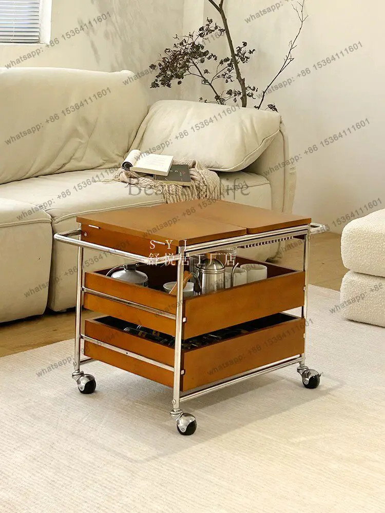 Modern simple movable storage tea cabinet storage cart small apartment