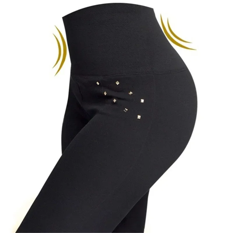 Diamond Zippered Leggings Women Seamless Cotton Tights Elastic High Waist Hip Lift Outside Wearing Fashion Slim Leggings