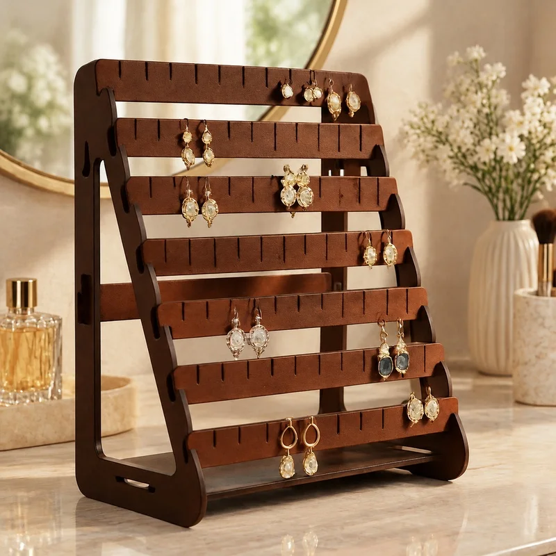 Spacious Earring Organizer Stand for Vanity or Dressing Table Jewelry Display and Storage