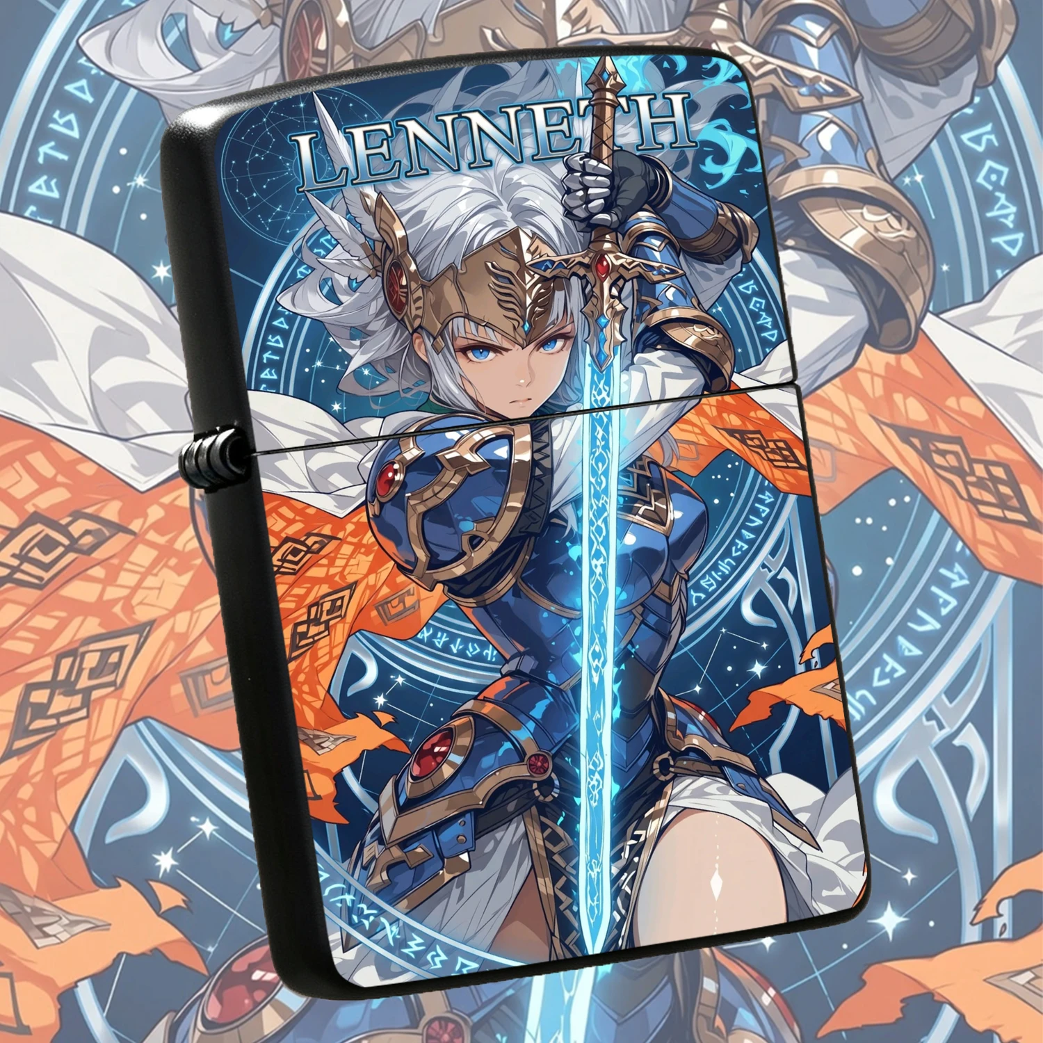 Anime Style Lenneth Themed Inflatable Lighter, High Definition Printed Sturdy Body Windproof Lighter, Creative Collectible Gift, Exquisite Desktop Display Decor for Daily Use and Anime Fans A Fun and Humorous Lighter