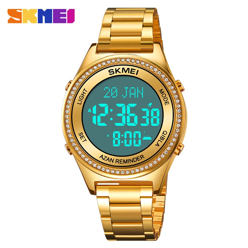 ساعة SkmeiMen الإلكترونية، إشارة مرجعية، اتجاه موجه، ساعة إلكترونية متعددة الوظائف، حزام فولاذي مستدير
