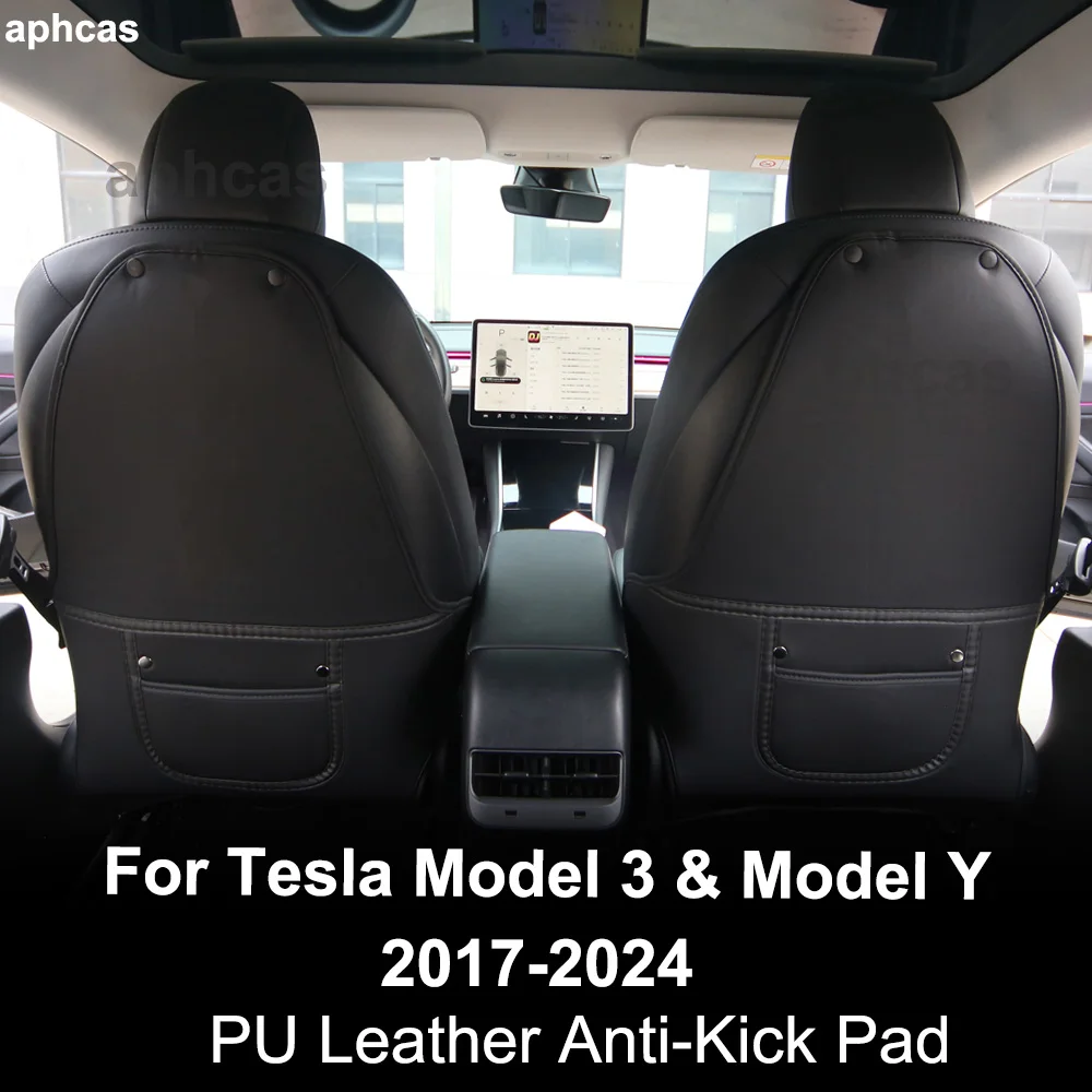 Car Seatback Protector for Tesla Model Y Model 3 2017-2023 Highland 2024 Seat Pad Leather Back Anti Kick Protectors Cover Mats