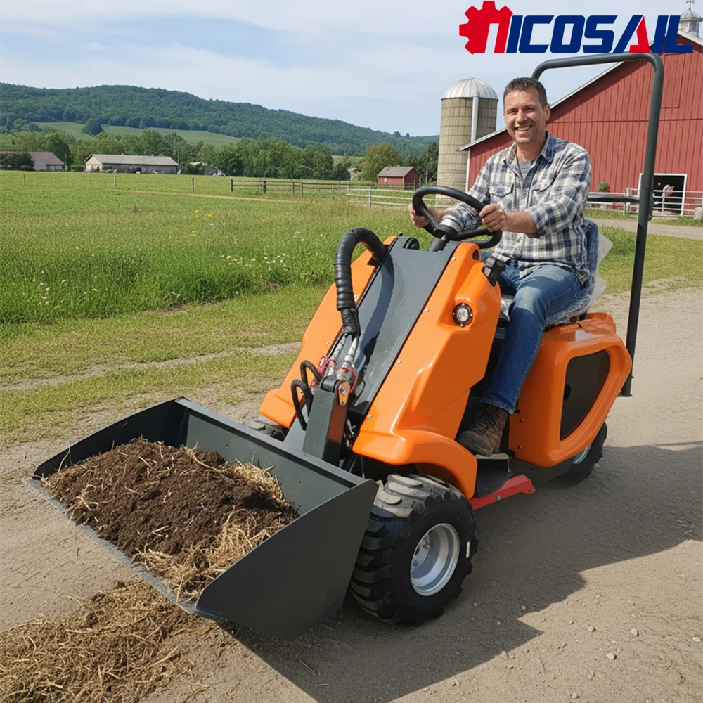 

Компактный мини-погрузчик с 3 колесами, двигателем Euro 5, сертифицированный CE, для строительства и сельского хозяйства