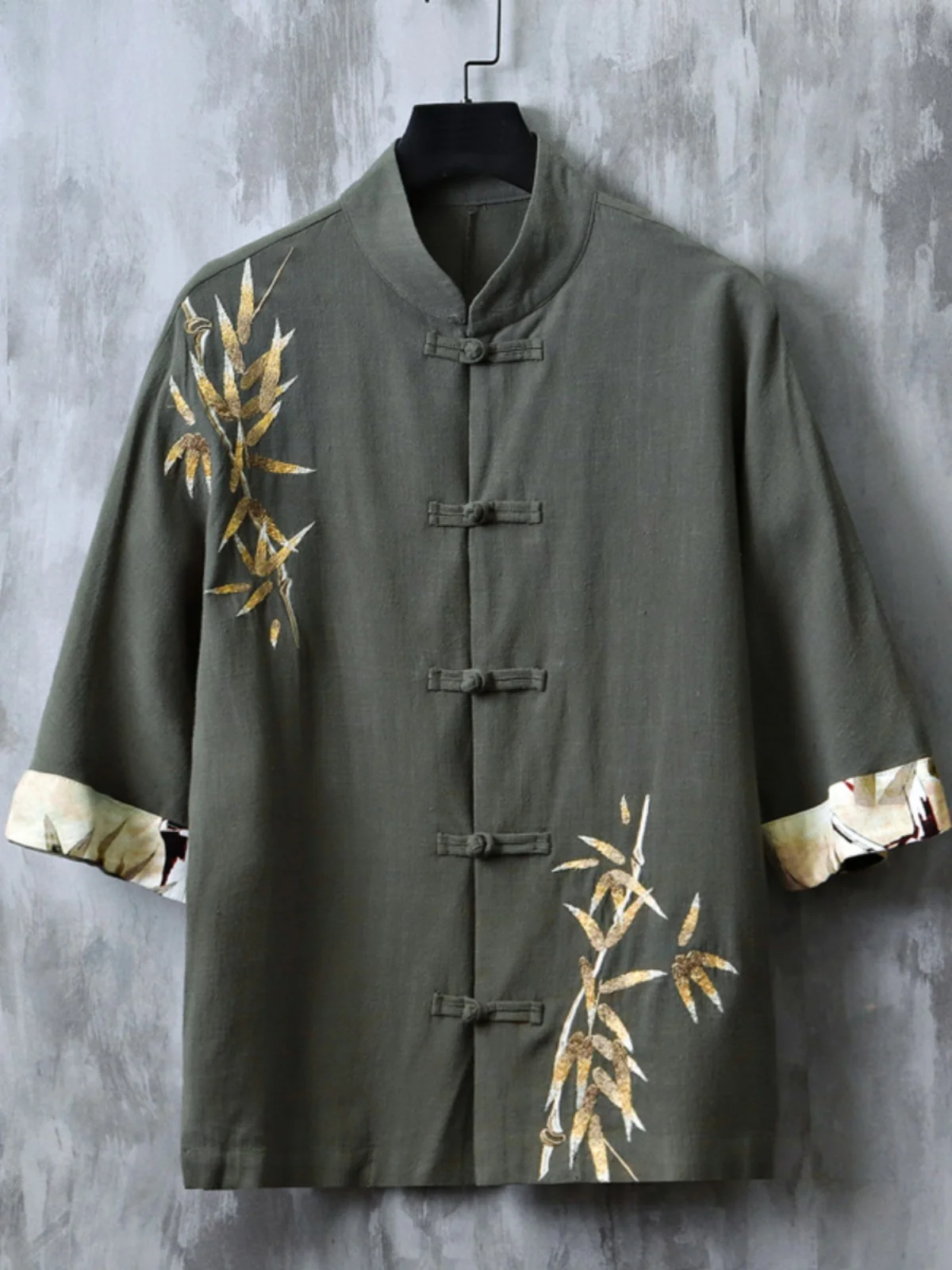 

Linen Short Sleeve Shirt Men's Summer Lightweight Embroidered Cotton Linen Half Sleeve Shirt Jacket Breathable Casual Fashion