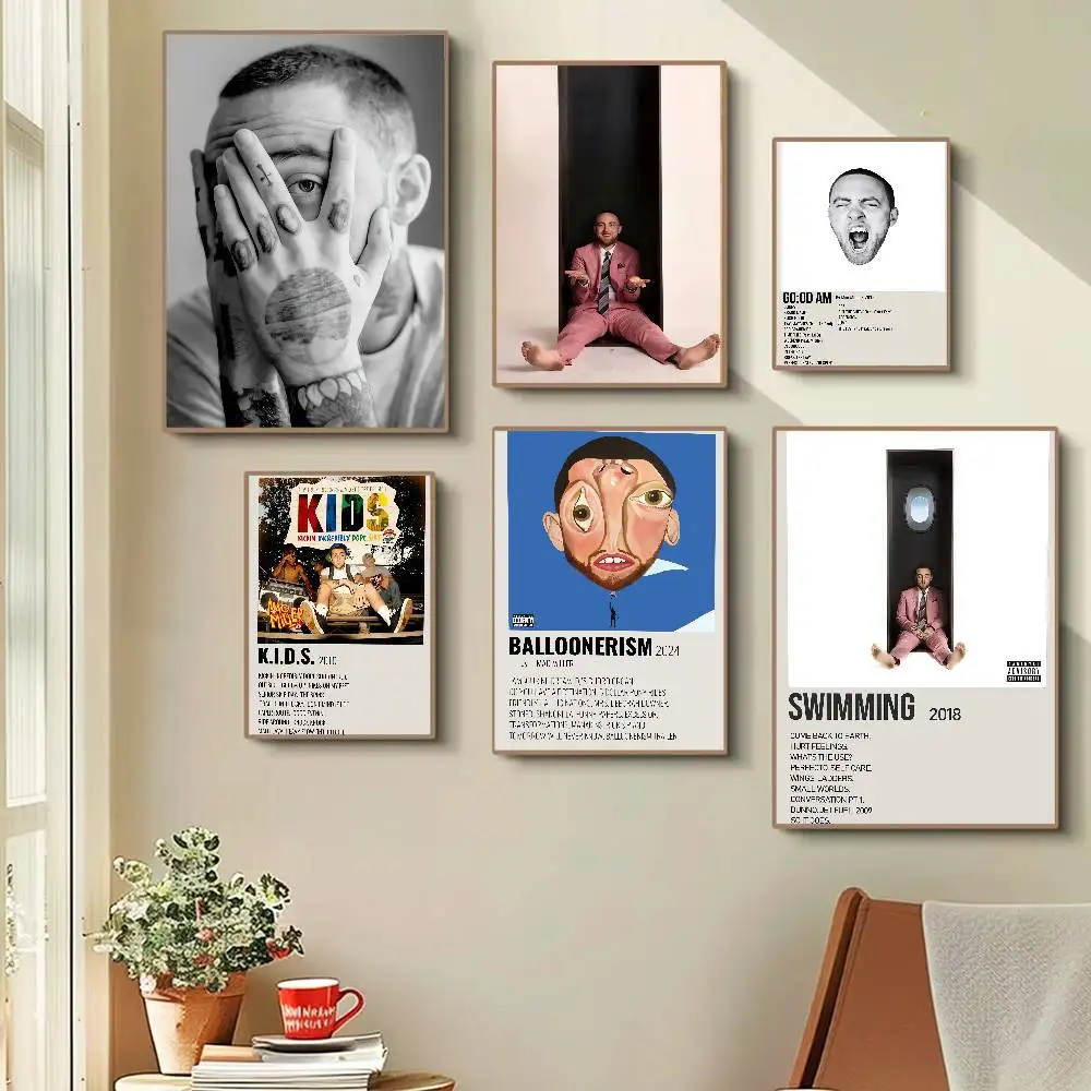 Popular Singer Mac Miller Cartoon Anime Poster Watercolor Art Kids Room Decoration Wall Hanging Painting Kids Gift