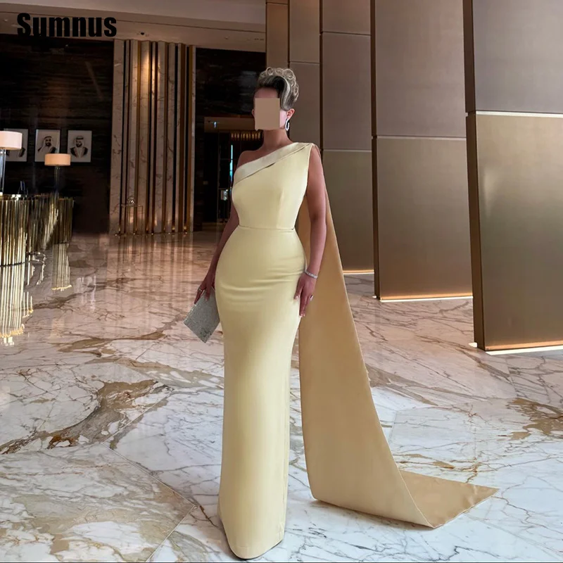 

Sumnus Современные вечерние платья русалки желтого цвета на одно плечо длиной до пола, платья для торжественных случаев فساتين سهرة по индивидуальному заказу