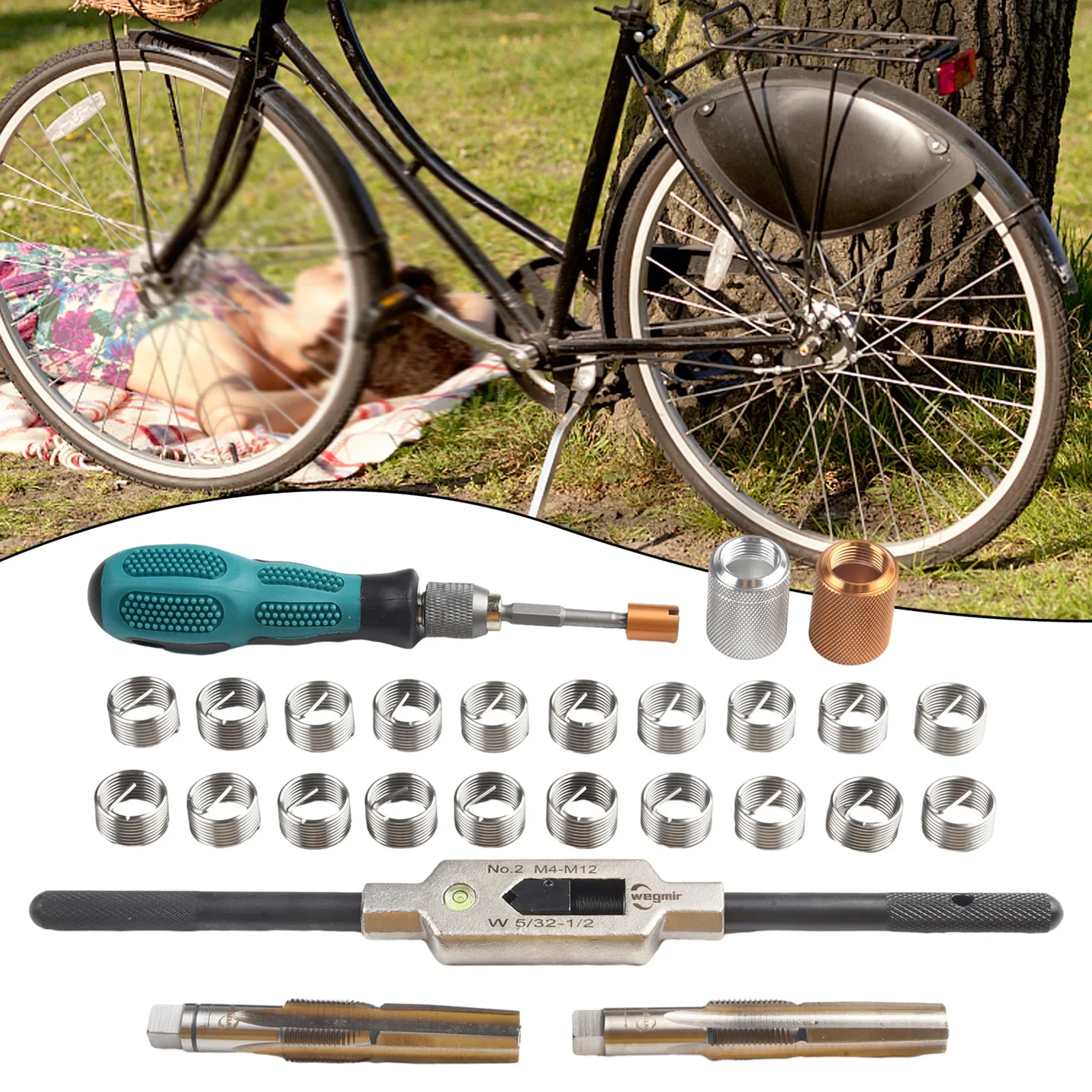 Bicycle Crank Pedal Thread Repair Tool 9/16 Inch Thread Tapping Device Cycle Crank Saver Kit Pedal Thread Repair Tap