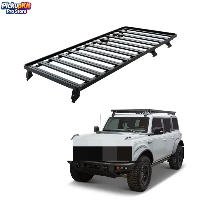 

Heavy - Duty Steel Roof Platform Rack with Cross Bars for Bronco 2/4 - Door Off - Road Luggage Carrier Kit