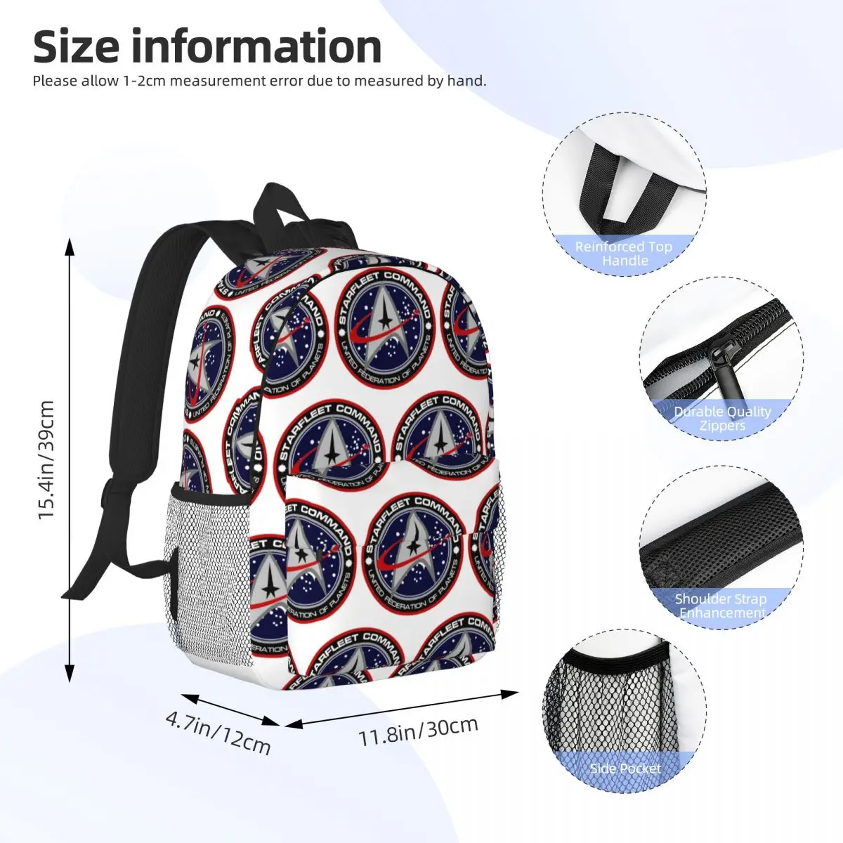 Star Treks Science Fiction TV Series Backpack Student Boys Girls BookBag Men Women School Bag Computer Shoulder Bags